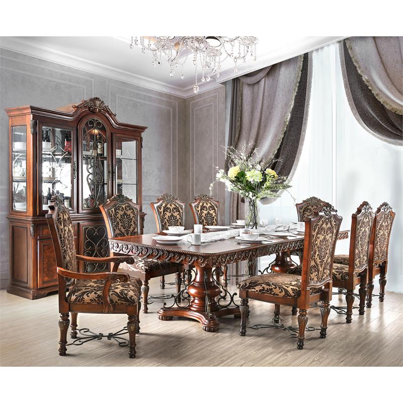 Furniture of America Eleanora Traditional Wood China Cabinet in Brown Cherry