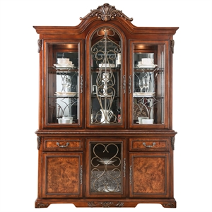 Furniture of America Eleanora Traditional Wood China Cabinet in Brown Cherry