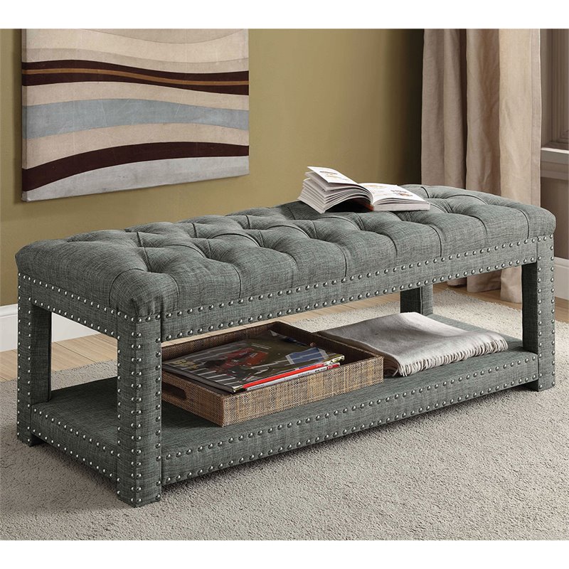 Furniture Of America Jolie Small Upholstered Accent Bench Idf