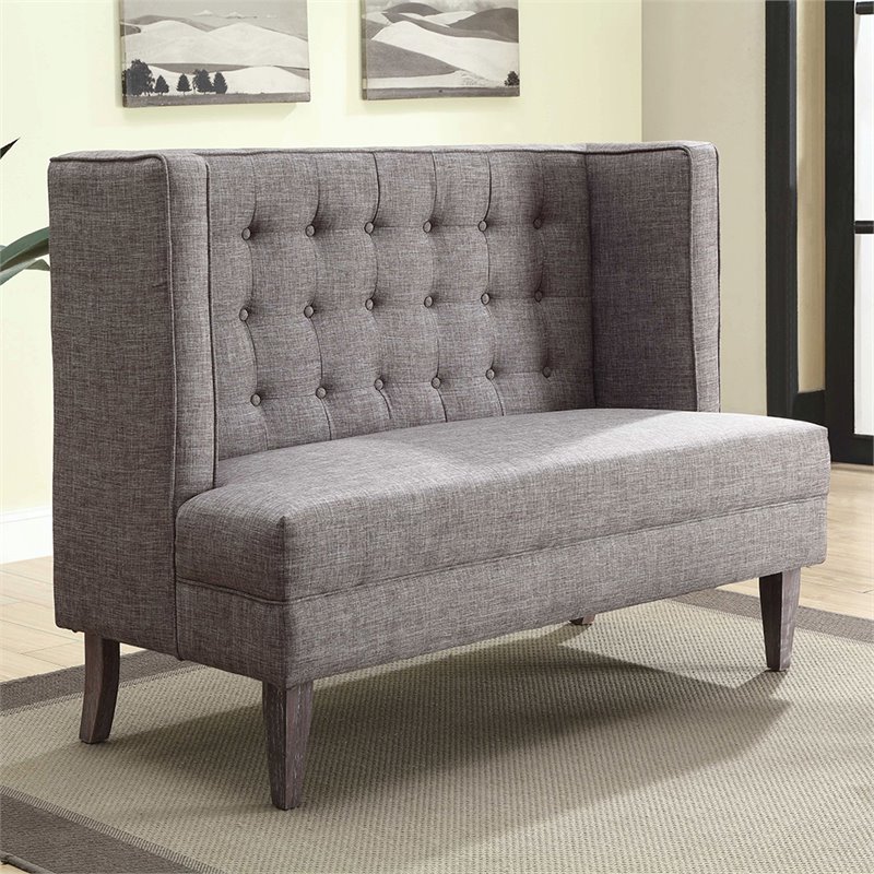Furniture of America Gudra Contemporary Fabric Tufted Bench in Light