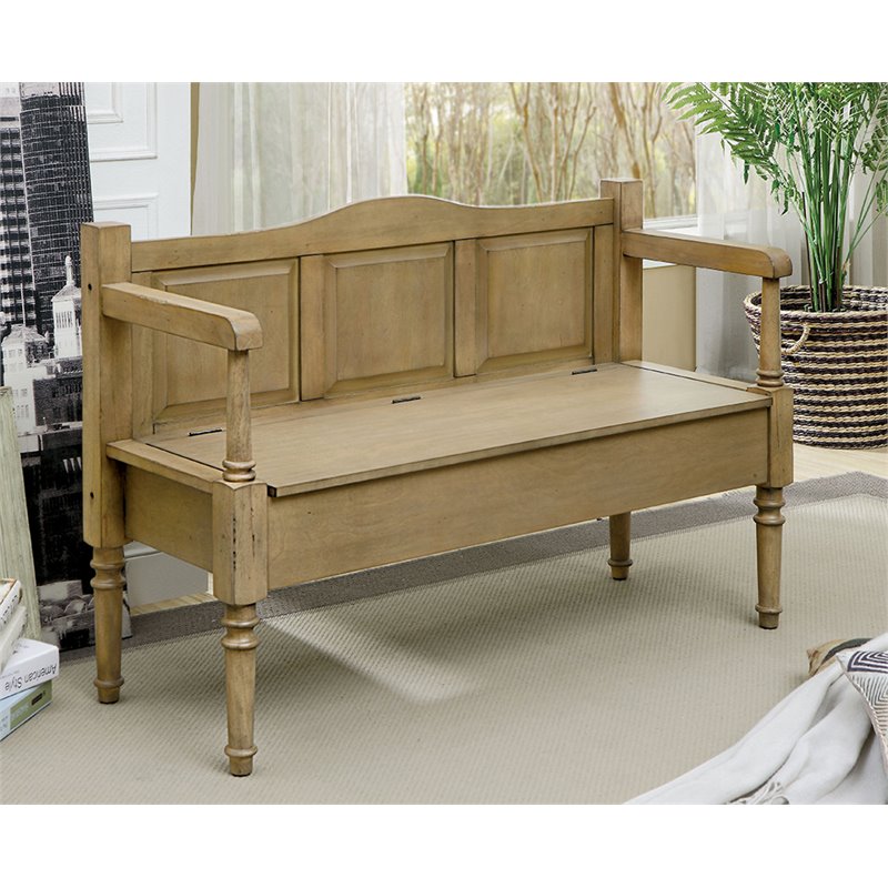 Furniture of America Porda Transitional Wood Entryway Bench in Natural ...