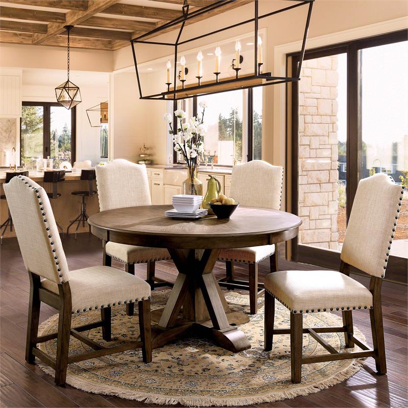 Furniture Of America Kora Rustic Round, Round Wood Dining Room Table Sets