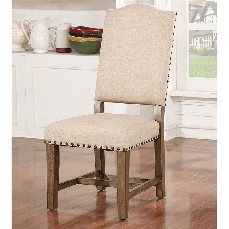 Furniture of America Kora Light Oak Fabric Dining Side Chair (Set of 2)