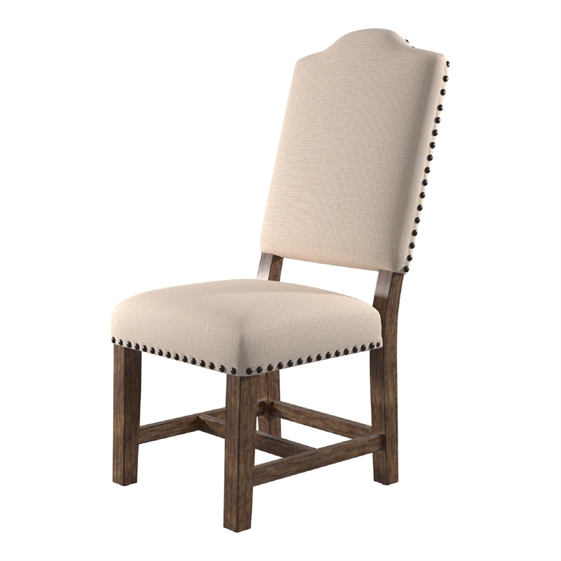 Furniture of America Kora Light Oak Fabric Dining Side Chair (Set of 2)