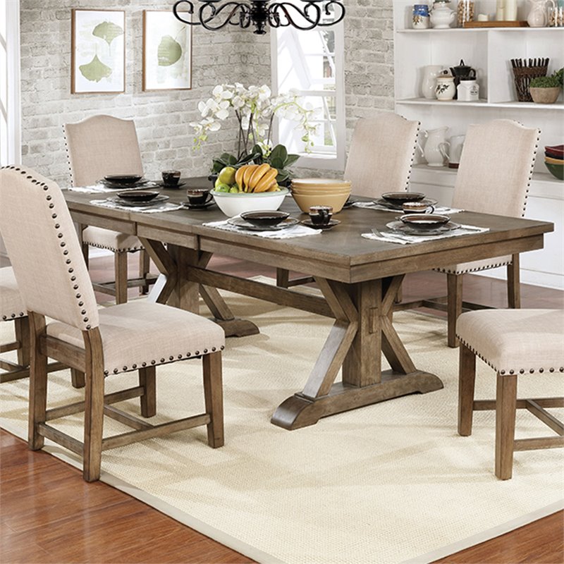 Furniture Of America Kora Rustic Wood, Rustic Extendable Dining Table Set