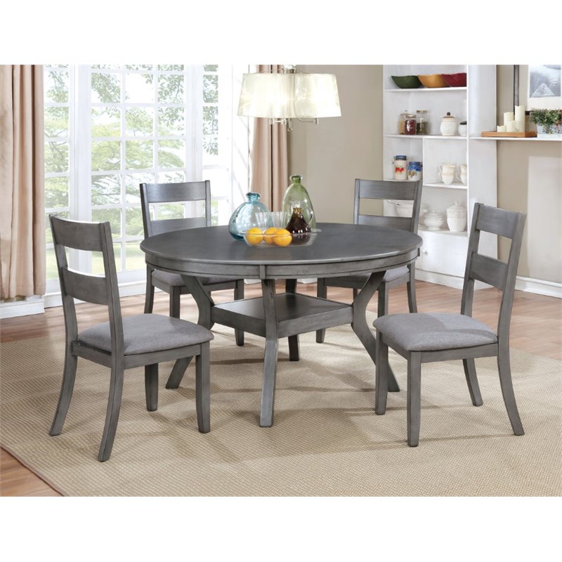 gray wood round dining table