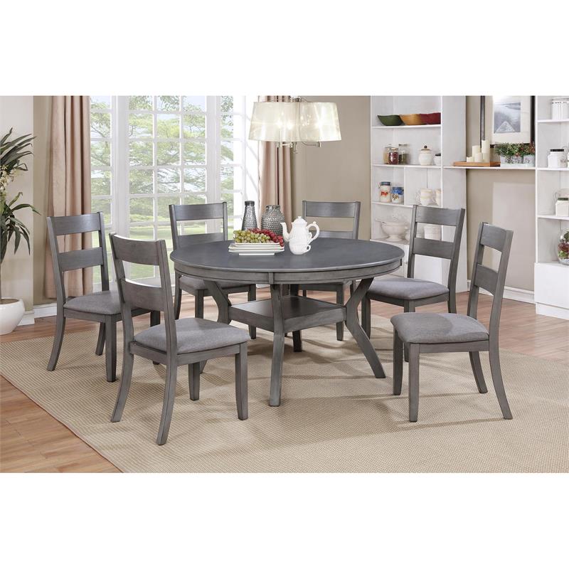 Furniture Of America Gerret, Grey Round Dining Table Set
