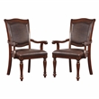 Furniture of America Simmons Wood Dining Arm Chair in Brown Cherry (Set of 2)