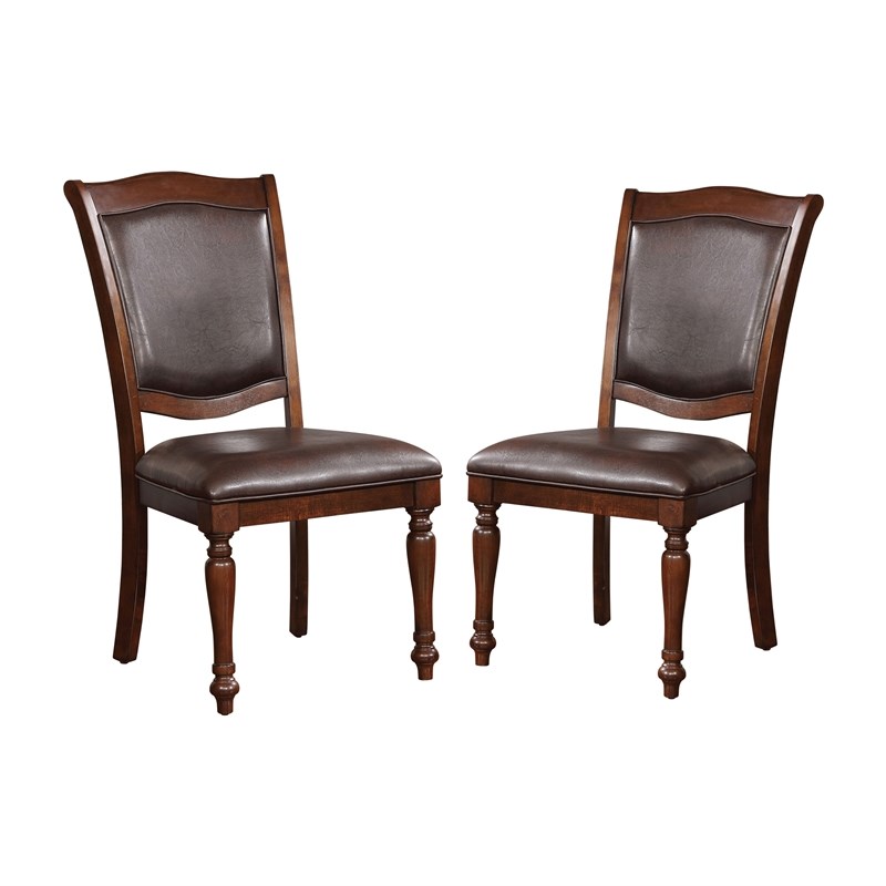 Furniture of America Simmons Wood Dining Side Chair in Brown Cherry (Set of 2)