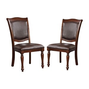 Furniture of America Simmons Wood Dining Side Chair in Brown Cherry (Set of 2)