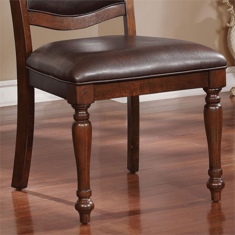 Furniture of America Simmons Wood Dining Side Chair in Brown Cherry (Set of 2)