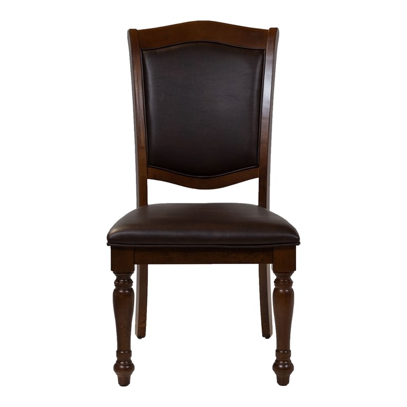 Furniture of America Simmons Wood Dining Side Chair in Brown Cherry (Set of 2)