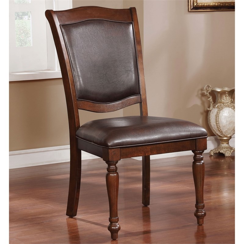 Furniture of America Simmons Wood Dining Side Chair in Brown Cherry (Set of 2)