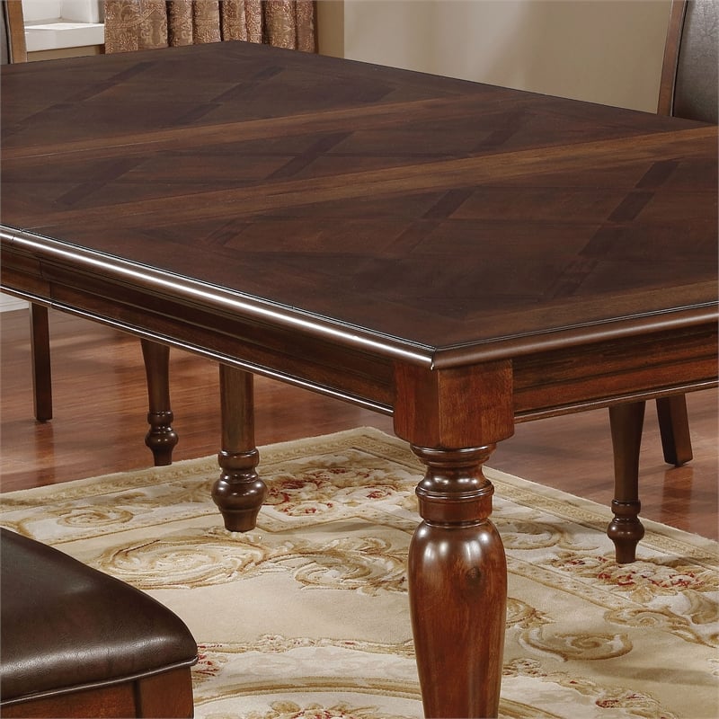 Furniture of America Simmons Wood Extendable Dining Table in Brown Cherry