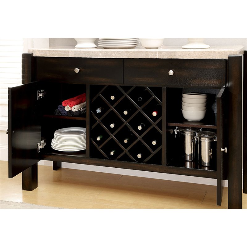 Furniture Of America Ramsy Marble Top Wine Rack Buffet In Dark Furniture Of America Ramsy Marble Top Wine Rack Buffet In Dark Walnut
