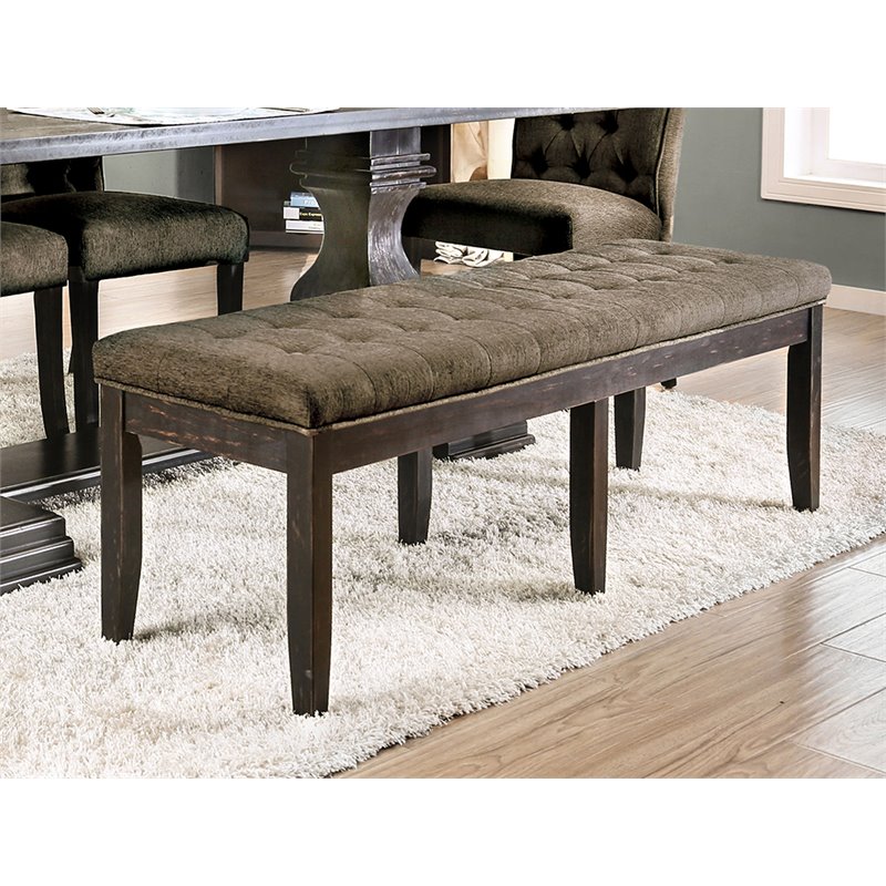 Furniture Of America Selene Upholstered Dining Bench In Gray Idf Furniture Of America Selene Upholstered Dining Bench In Gray Idf 3840gy Bn