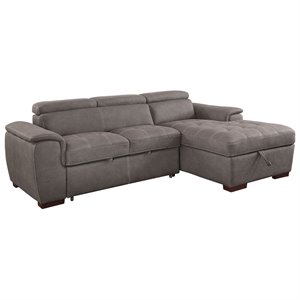 furniture of america ello contemporary right facing fabric tufted sleeper sectional