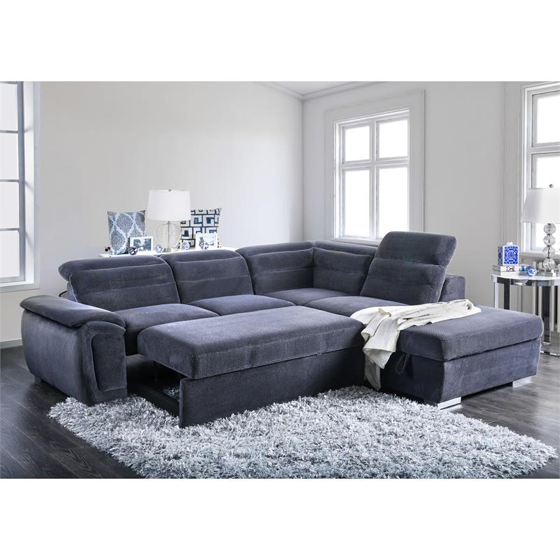 Furniture Of America Evy Chenille, Furniture Of America Werr Contemporary Leather Sleeper Sectional Sofas