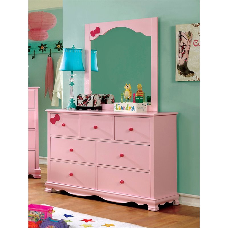 Furniture Of America Poppy 2 Piece 7 Drawer Dresser And Mirror Set