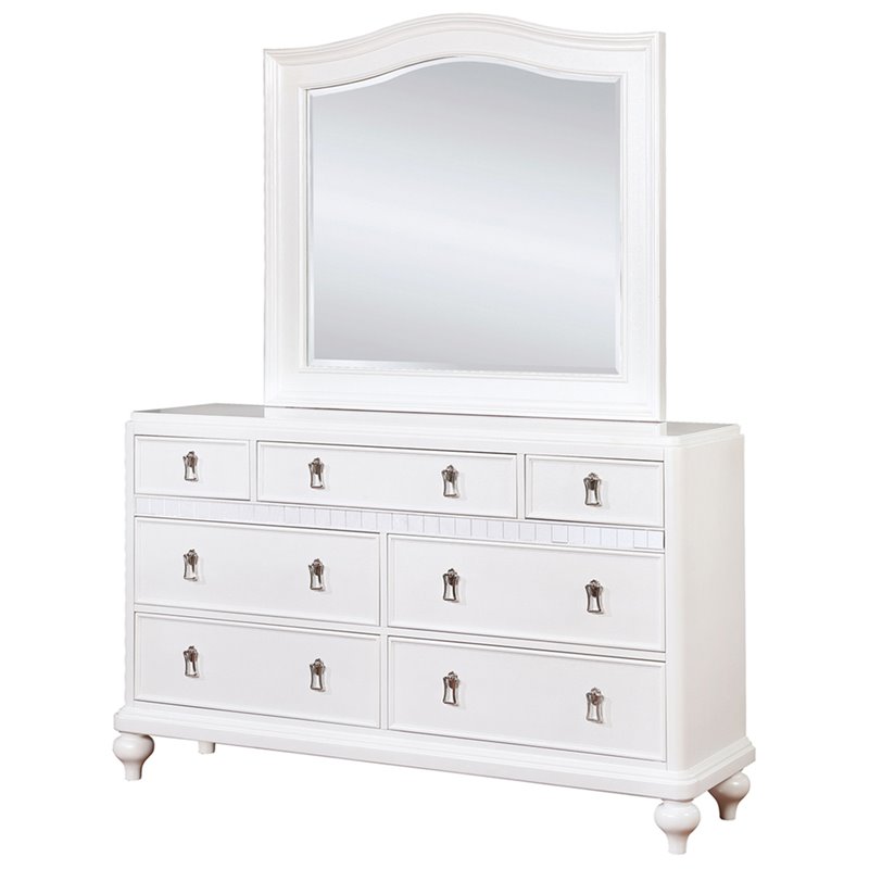 Furniture of America Rona 7 Drawer Dresser with Mirror in White eBay