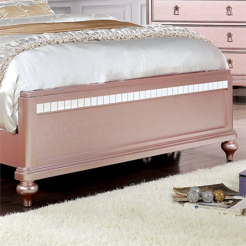 Furniture of America Paisley Contemporary Wood Full Panel Bed in Rose Gold