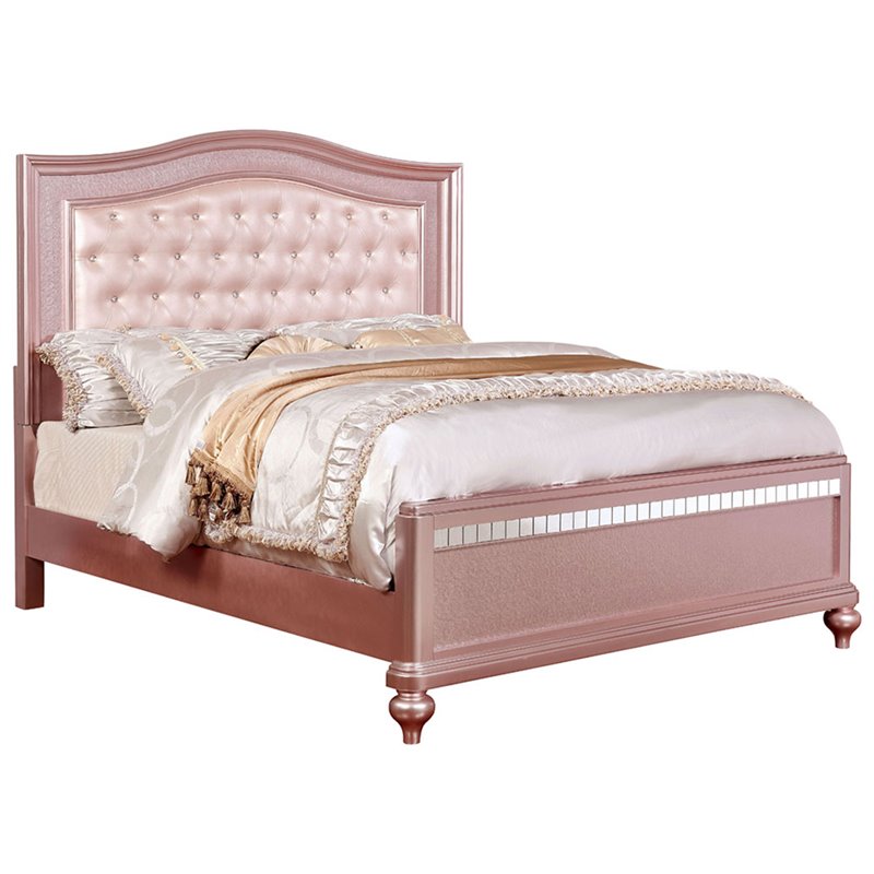 Furniture of America Paisley Contemporary Wood Full Panel Bed in Rose