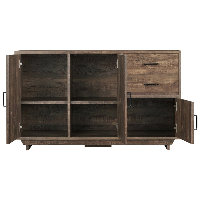 Furniture of America Galvin Rustic Wood 2-Drawer Buffet in Reclaimed Oak