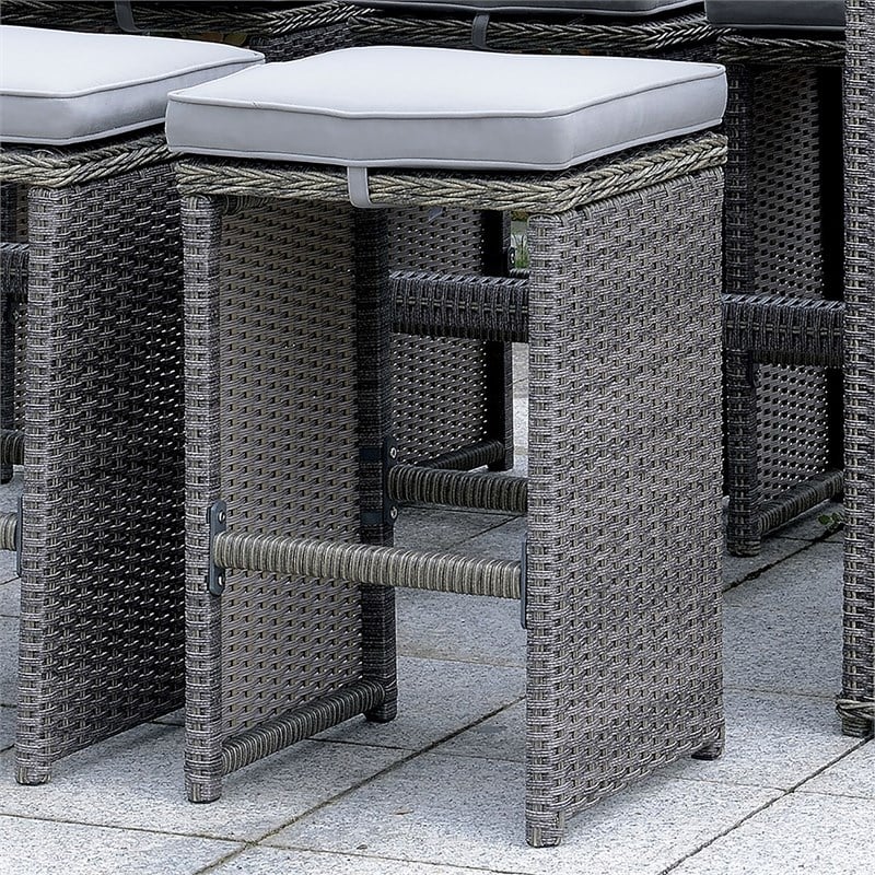 Furniture of America Zuni Rattan 29-inch Patio Bar Stool in Gray (Set of 6)