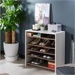 Furniture of America Soren Modern Wood 5-Tier Shoe Rack in White and Brown