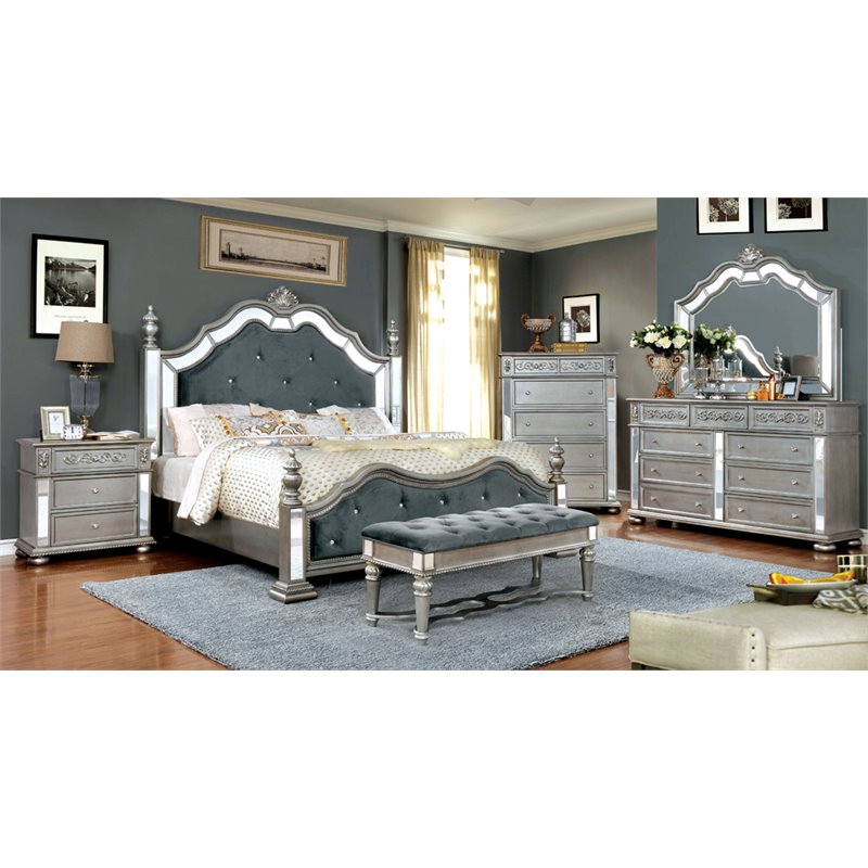 Silver bench for online bedroom