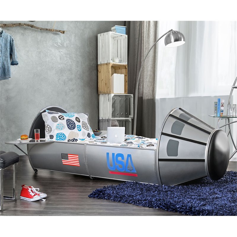 Furniture Of America Astro Faux Leather Twin Kids Spaceship Bed Furniture Of America Astro Faux Leather Twin Kids Spaceship Bed Idf 7209sv T