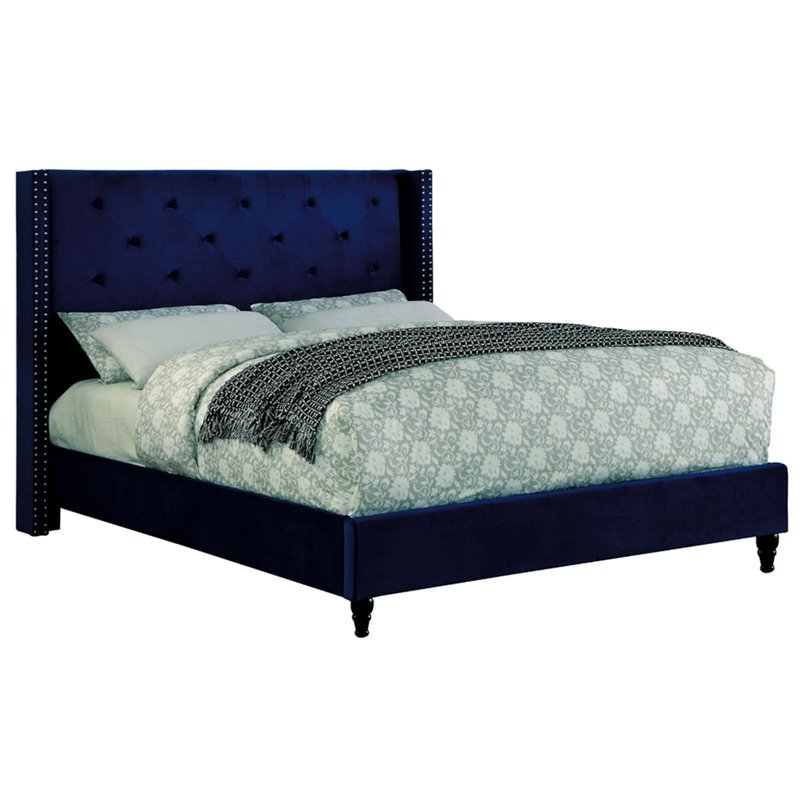 Furniture Of America Ella Tufted King Wingback Bed In Navy Idf Furniture Of America Ella Tufted King Wingback Bed In Navy Idf 7677nv Ek