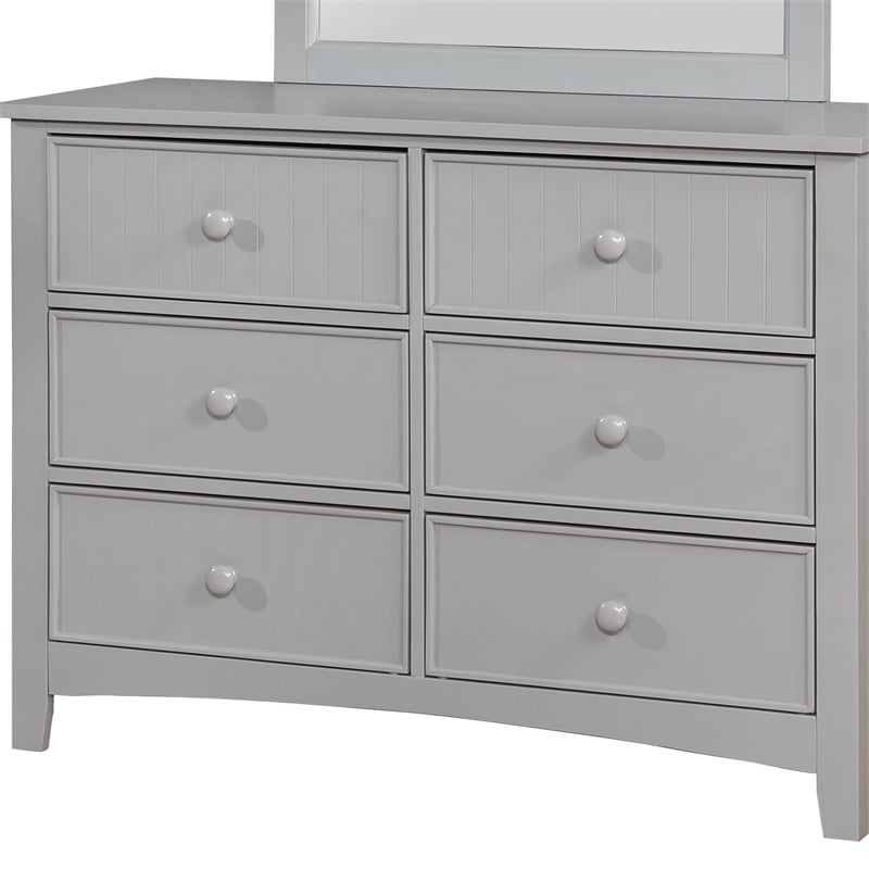 Furniture of America Dimanche Solid Wood Dresser and Mirror in Gray