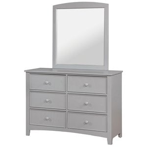 furniture of america dimanche 6 drawer transitional solid wood double dresser in gray