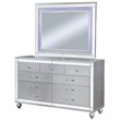 Furniture of America Xulu Wood 2-Piece Dresser and Mirror Set in Silver