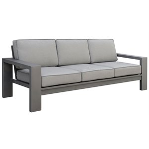 furniture of america gonda aluminum frame patio sofa in gray