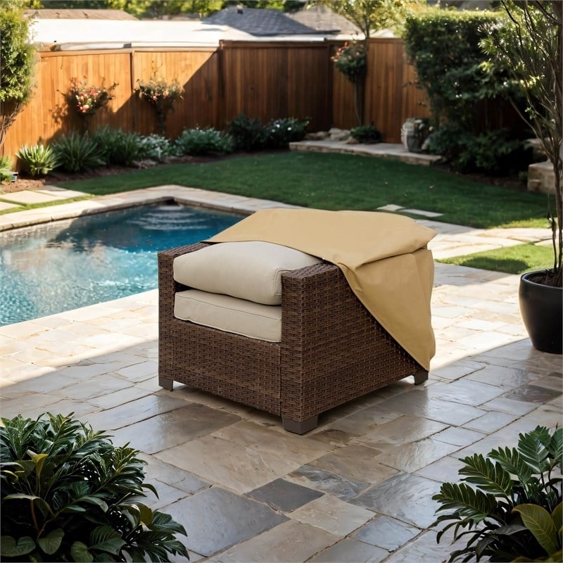 Furniture of America Gonda Fabric Patio Chair Dust Cover in Light Brown