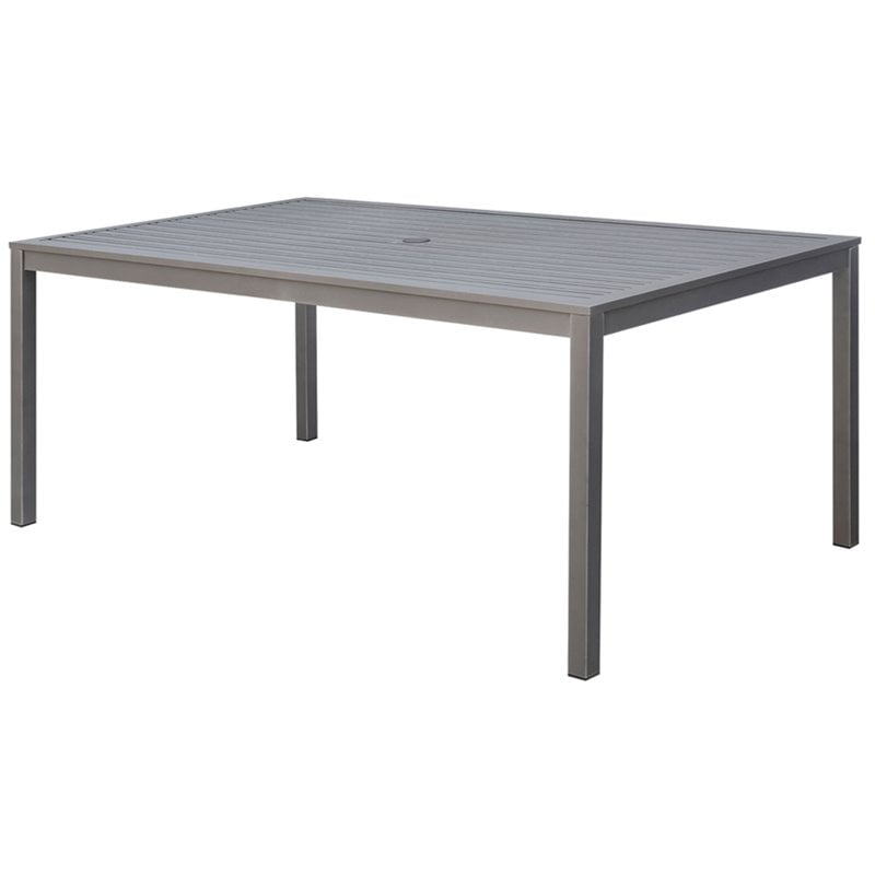 Furniture Of America Hanz Aluminum Patio Dining Table In Gray Furniture Of America Hanz Aluminum Patio Dining Table In Gray