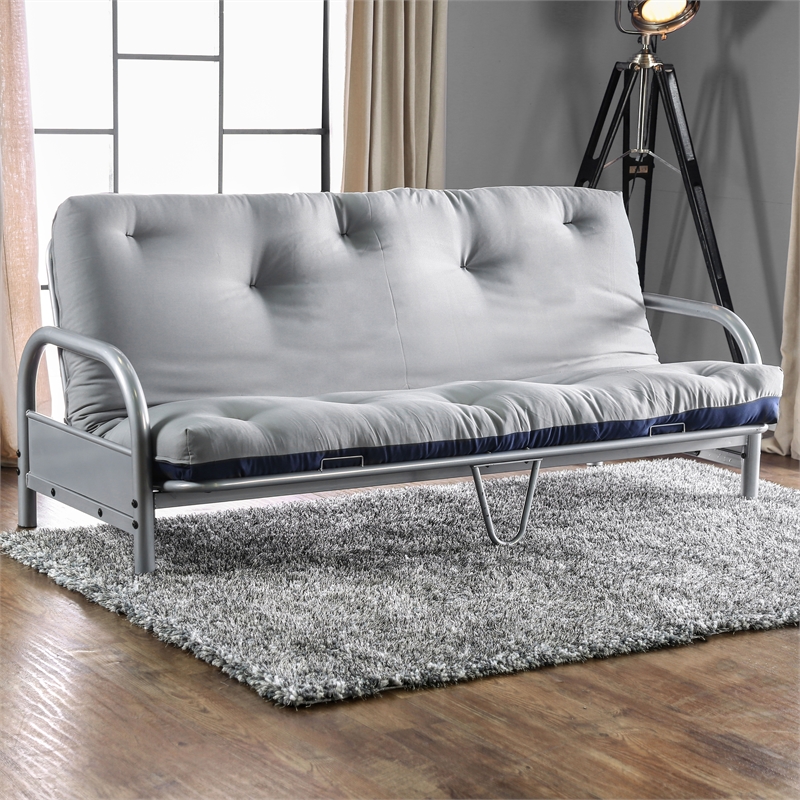 Furniture of America Vargas Fabric 6-inch Futon Mattress in Navy and Gray