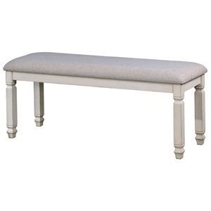 furniture of america sonora wood padded dining bench in antique white