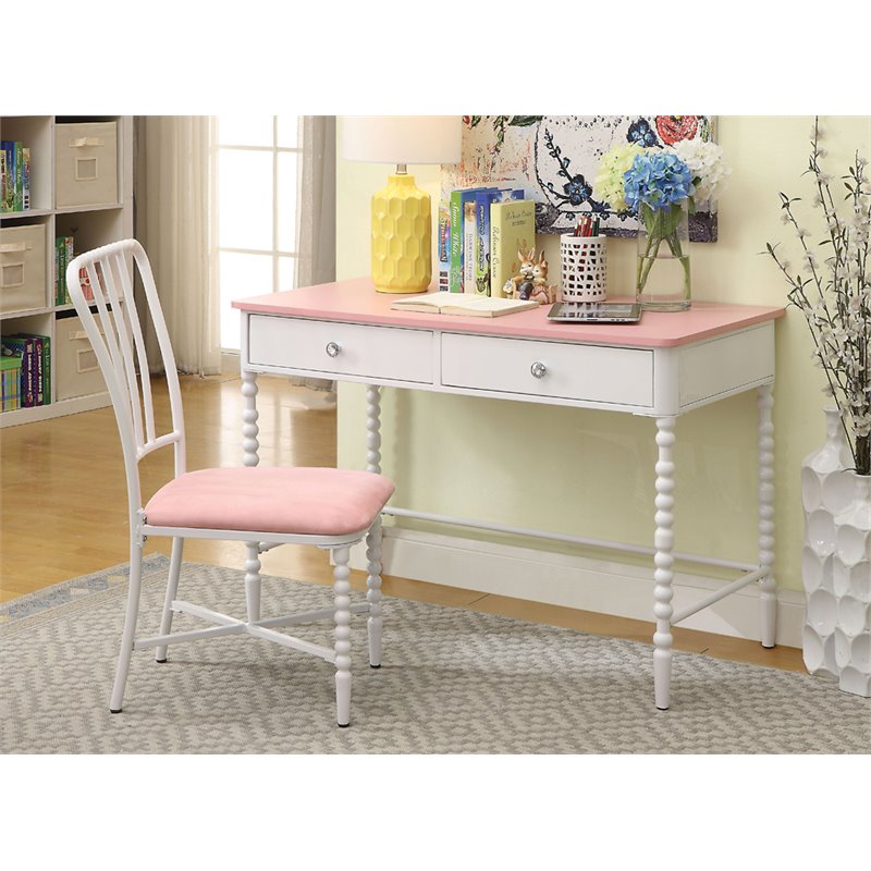 Furniture Of America Janey Kids Desk With Chair In Pink