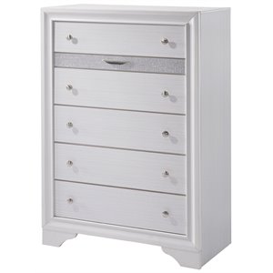 furniture of america laren contemporary solid wood 5-drawer chest in white