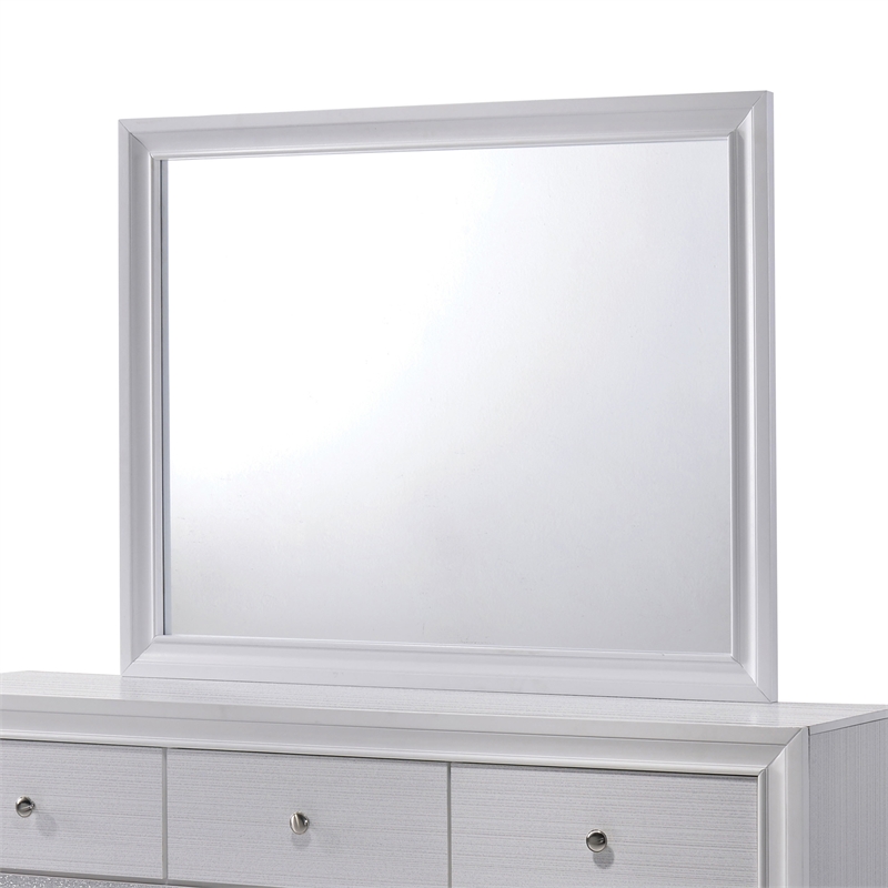 Furniture of America Laren Contemporary 2-Piece Wood Dresser and Mirror in White