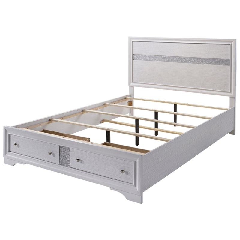 Furniture of America Laren Contemporary Solid Wood King Storage Bed in White