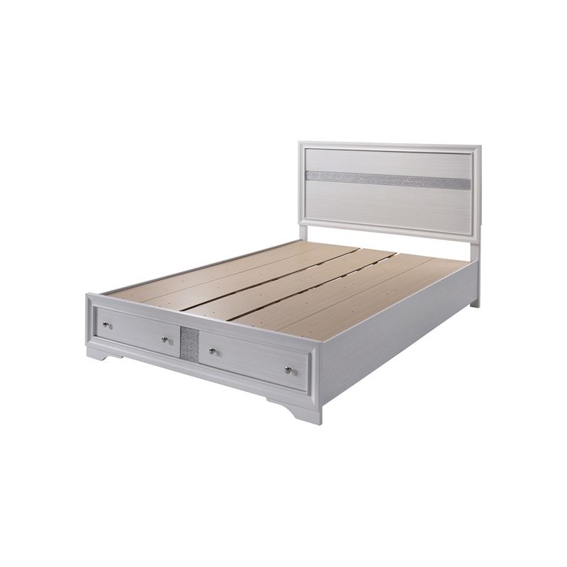 Furniture of America Laren Contemporary Solid Wood King Storage Bed in White