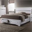 Furniture of America Laren Contemporary Solid Wood Queen Storage Bed in White