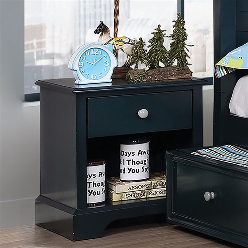 Furniture of America Belantra Solid Wood 1-Drawer Kids Nightstand in Blue