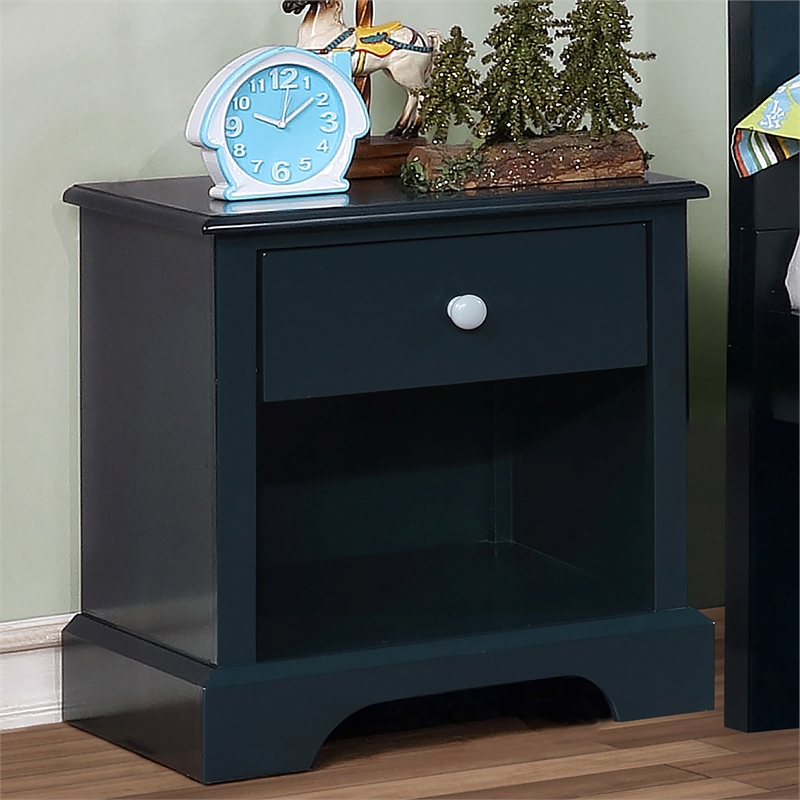 Furniture of America Belantra Solid Wood 1-Drawer Kids Nightstand in Blue