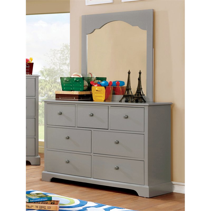 Furniture Of America Poppy 7 Drawer Kids Dresser And Mirror Set In