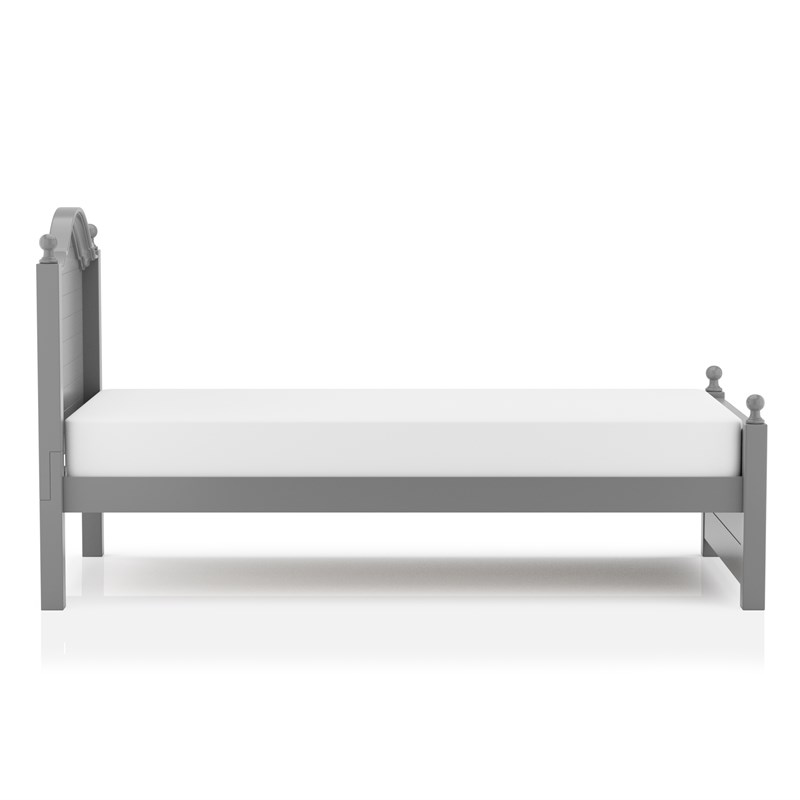 Furniture of America Belantra Solid Wood Twin Panel Kids Bed in Gray